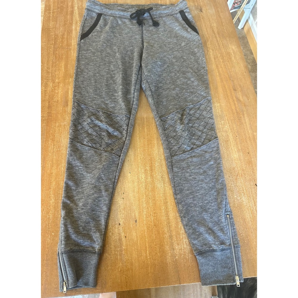 Gray Moto Joggers Quilted Knee Ankle Zip Sweatpants Womens Slim Fit MedIum (7-9)